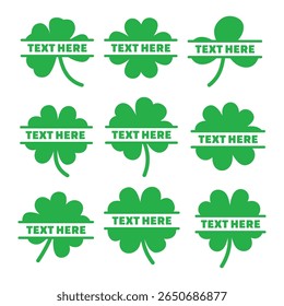  Clover, Lucky Shamrock Monogram, Four Leaf Clover Text Frame, St Patrick’s Day Cut File, Clover Label Silhouette