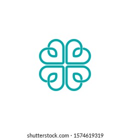 Clover made of hearts, vector symbol design