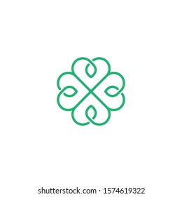 Clover made of hearts, vector symbol design