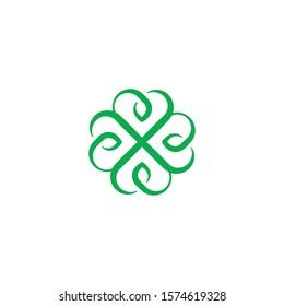 Clover made of hearts, vector symbol design
