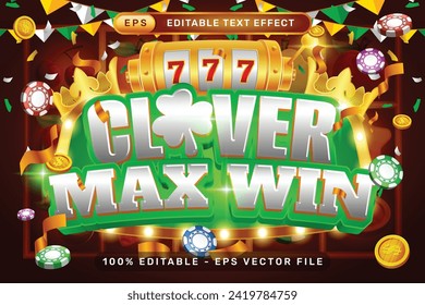 clover max win 3d text effect and editable text effect whit spin and st patrick's day element