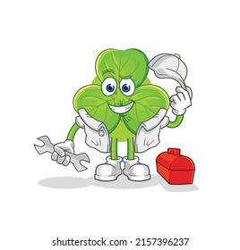 the clover mechanic cartoon. cartoon mascot vector
