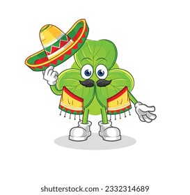 the clover Mexican culture and flag. cartoon mascot vector