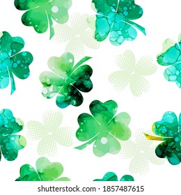 Clover multicolor. Feliz Día de San Patricio. El fondo es impecable. Ilustración del vector