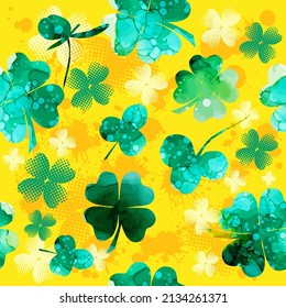 Klee mehrfarbig. Alles Gute zum St. Patrick's Day! Nahtloser Hintergrund. Vektorgrafik