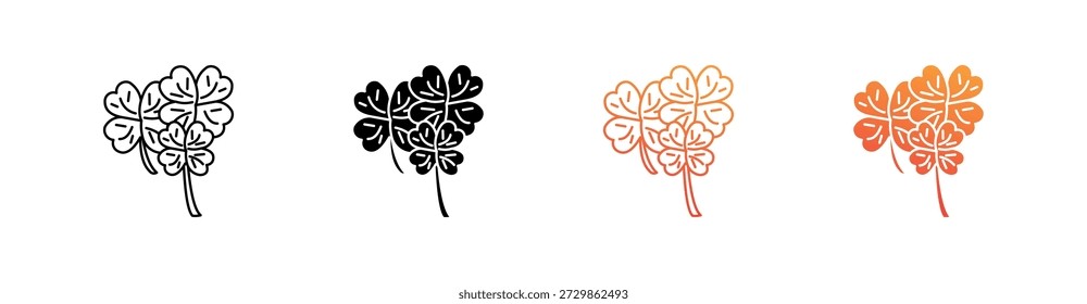 Clover Multiple Style Icon Set Vector