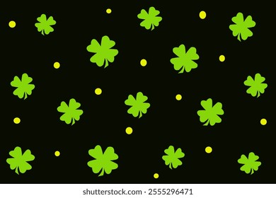 Clover on a black background. Vector graphics