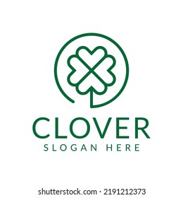 clover on circle vector logo design