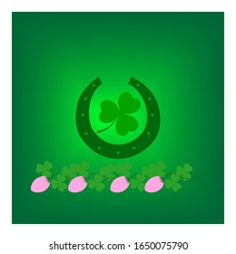 Clover on colorful square background. Symbol fortune, success, traditional ireland festival, holiday St. Patrick. Modern texture. Color template for prints, wrapping, wallpaper. Vector illustration.