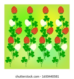 Clover on colorful square background. Symbol fortune, success, traditional ireland festival, holiday St. Patrick. Modern texture. Color template for prints, wrapping, wallpaper. Vector illustration.