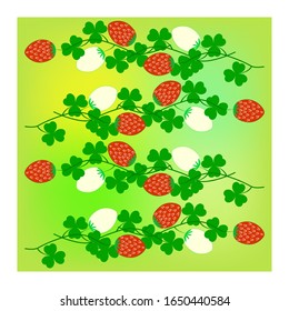 Clover on colorful square background. Symbol fortune, success, traditional ireland festival, holiday St. Patrick. Modern texture. Color template for prints, wrapping, wallpaper. Vector illustration.