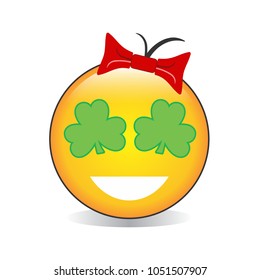 Clover on Face Emoji Vector