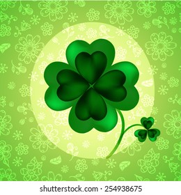 Clover on flower green background