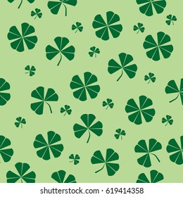 Clover on the green background. Flat vector illustration