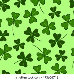 Clover on green background seamless pattern