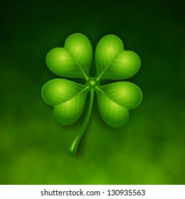 Clover on green background - vector illustration.