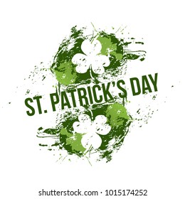 Clover on Green grunge blot. St. Patrick's Day. illustration for advertising, banner, logo. vector illustration