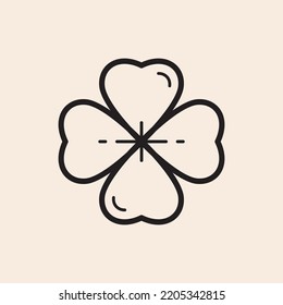 Clover Outline Icon With Four Leafs.