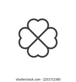 Clover Outline Icon. Clover Line Art Logo. Vector Illustration. Isolated on White Background. Editable Stroke