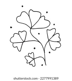 Clover outline illustration vector image. Hand drawn emoticon sketch image artwork. Simple original logo icon from pen drawing sketch.