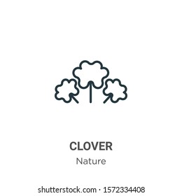 Clover outline vector icon. Thin line black clover icon, flat vector simple element illustration from editable nature concept isolated on white background