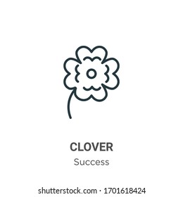 Clover outline vector icon. Thin line black clover icon, flat vector simple element illustration from editable success concept isolated stroke on white background