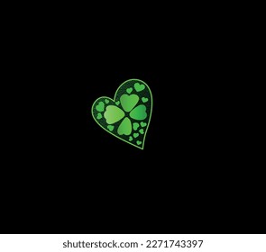 A clover in a painted heart: A symbol of good luck and love. The four leaves represent faith, hope, love, and luck.