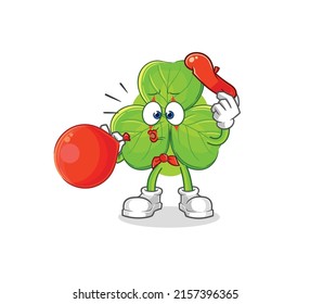 the clover pantomime blowing balloon. cartoon mascot vector