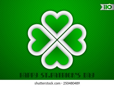 Clover of paper on a green background