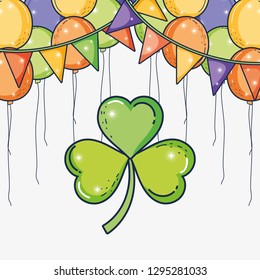 clover with party banner decoration to st patrick event