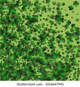 Clover pattern is a confetti which consist of many isolated elements. Stylish and beautiful clover pattern. Can be used as poster, border, background, wallpaper, card and etc