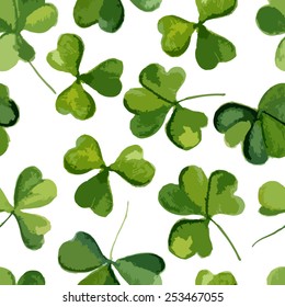 Clover pattern on a white background. Watercolor. Vector illustration