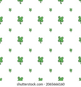 clover pattern. Clover pattern for St. Patrick's Day. white background. Ireland symbol pattern. child drawing. doodle style pattern. print for invitation,nursery bedding, child clothing,wrapping paper