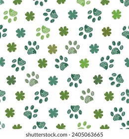 Clover with paws lucky cat and dogs pattern