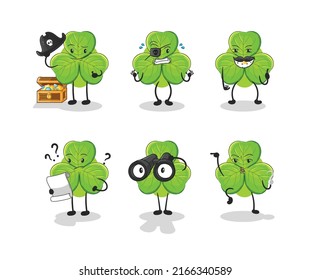 the clover Pirate group character. cartoon mascot vector