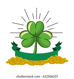 clover plant with coins and ribbon decoration