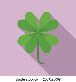 Clover plant icon flat vector. Four leaf plant. Shamrock irish lucky