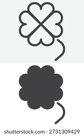 Folhas de planta de trevo mostradas em conjunto de ícones de estilo diferente. Ícone de linha, contorno e sólido com sinal e símbolo vetorial de traçado editável. Clover deixa ícone para a natureza, sorte e ecologia ícone.