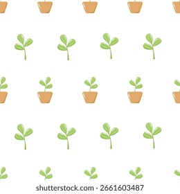Clover and Plant Pot Seamless Pattern