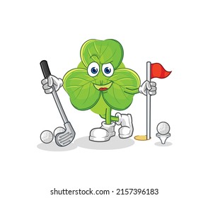el trébol jugando al vector de golf. personaje de caricatura