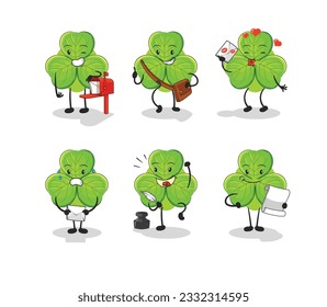 the clover postman set character. cartoon mascot vector