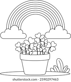 Clover pot, St. Patricks Day Coloring Page for Kids