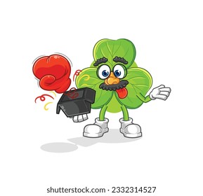 the clover prank glove in the box. cartoon mascot