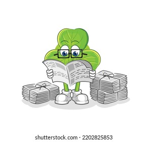 the clover read newspaper cartoon. character vector