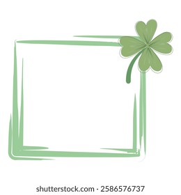  Clover Rectangular Frame with Green Brush Stroke Design for St. Patrick's Day