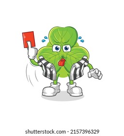 the clover referee with red card illustration. character vector