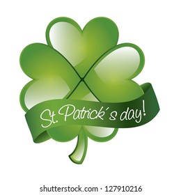 clover with ribbon, st patricks day. vector illustration