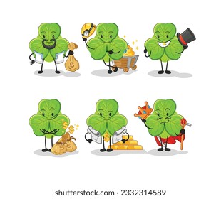 the clover rich group character. cartoon mascot vector