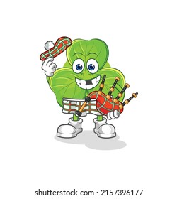 the clover scottish with bagpipes vector. cartoon character