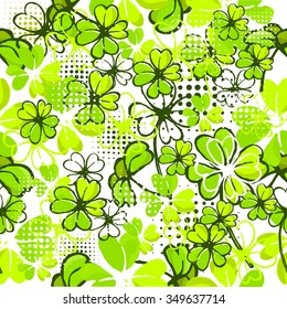 Clover seamless background. St.Patrick 's Day. Vector